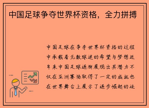 中国足球争夺世界杯资格，全力拼搏